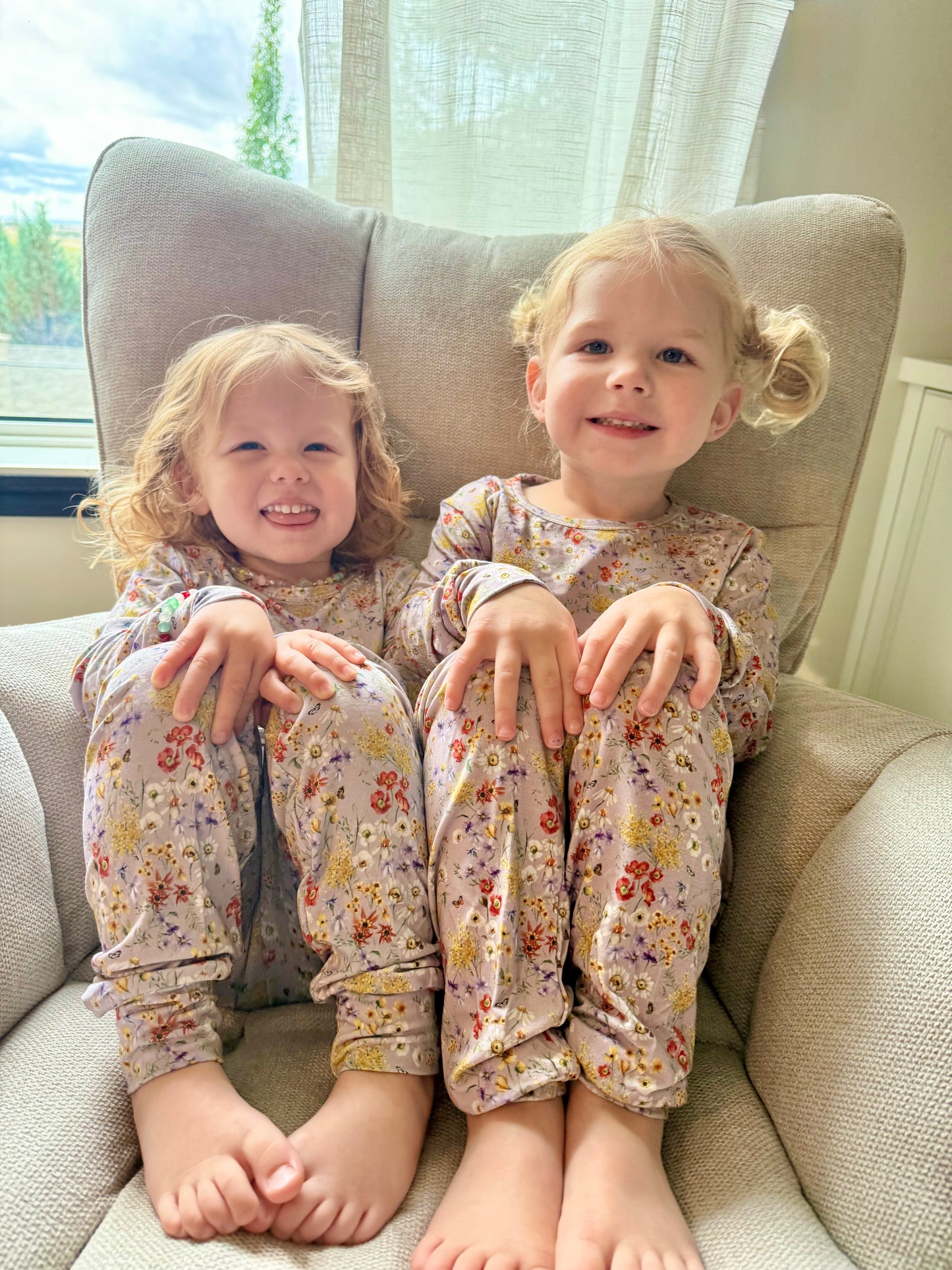 Long Sleeve Pajamas in Butterfly Garden