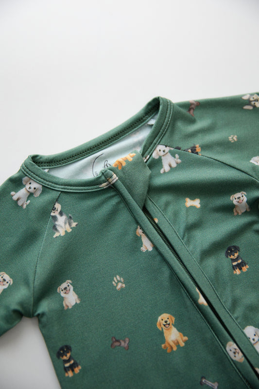 Zippered Romper in Wag Town