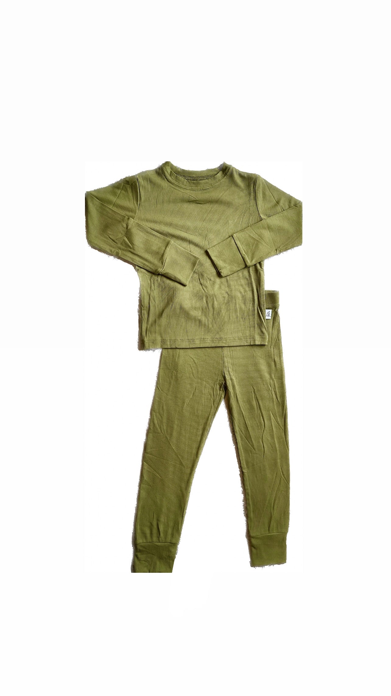 Ribbed Long Sleeve Pajamas in Evergreen