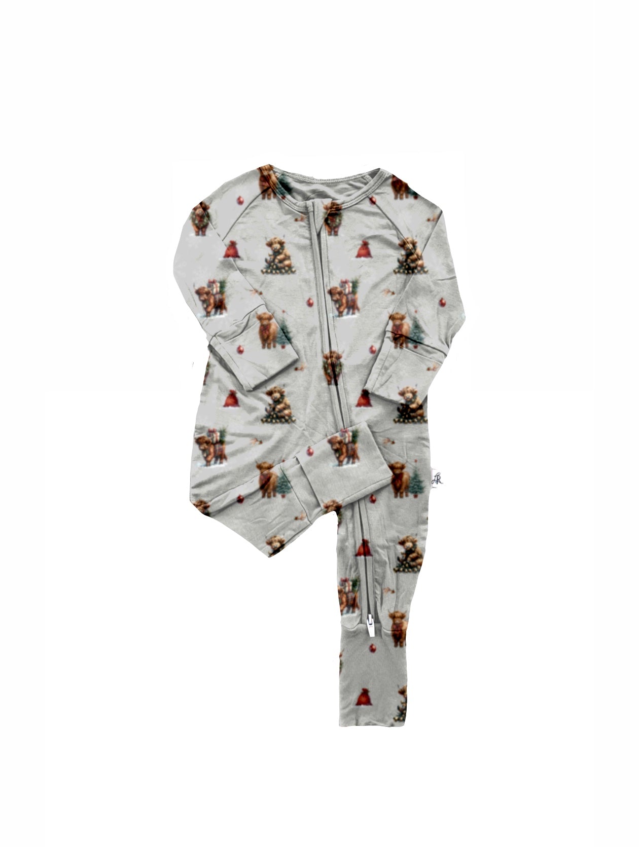 Zippered Romper in Christmas Cows