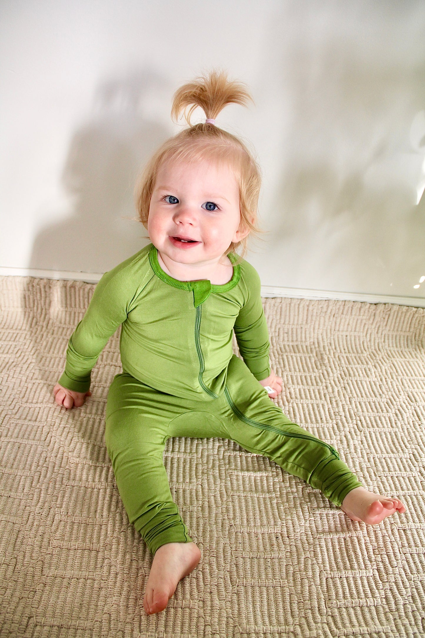 Zippered Romper in Grass