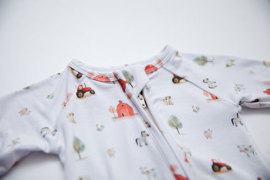 Zippered Romper in Farm Yard