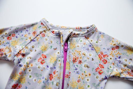 Zippered Romper in Butterfly Garden