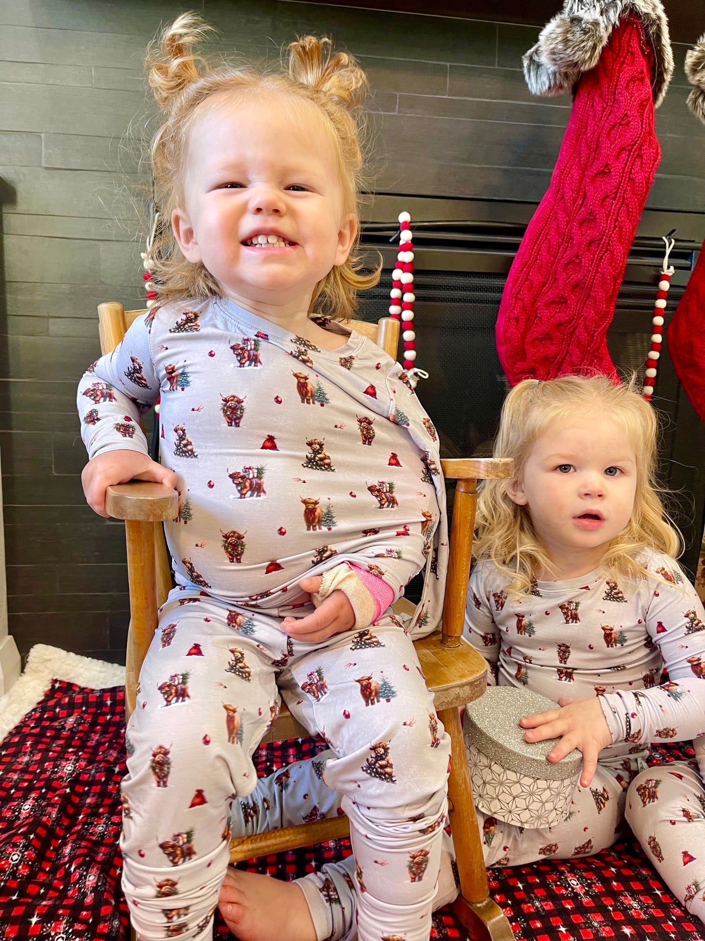 Long Sleeve Pajamas in Christmas Cows