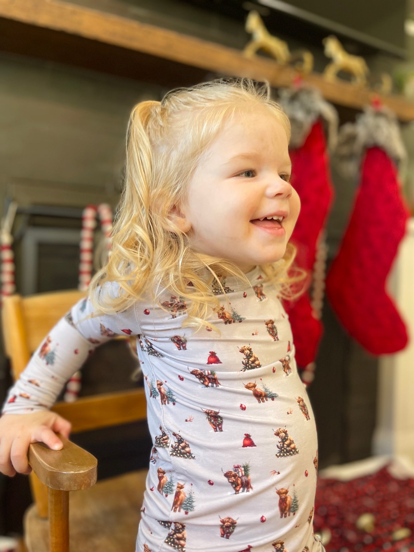 Long Sleeve Pajamas in Christmas Cows