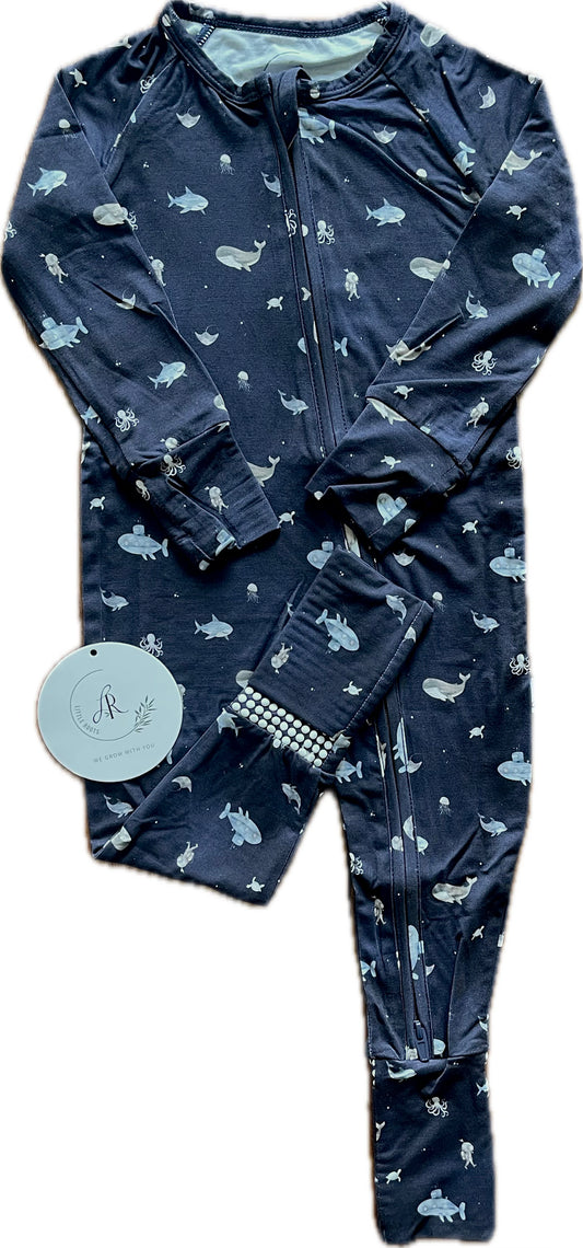 Zippered Romper in Under the Sea