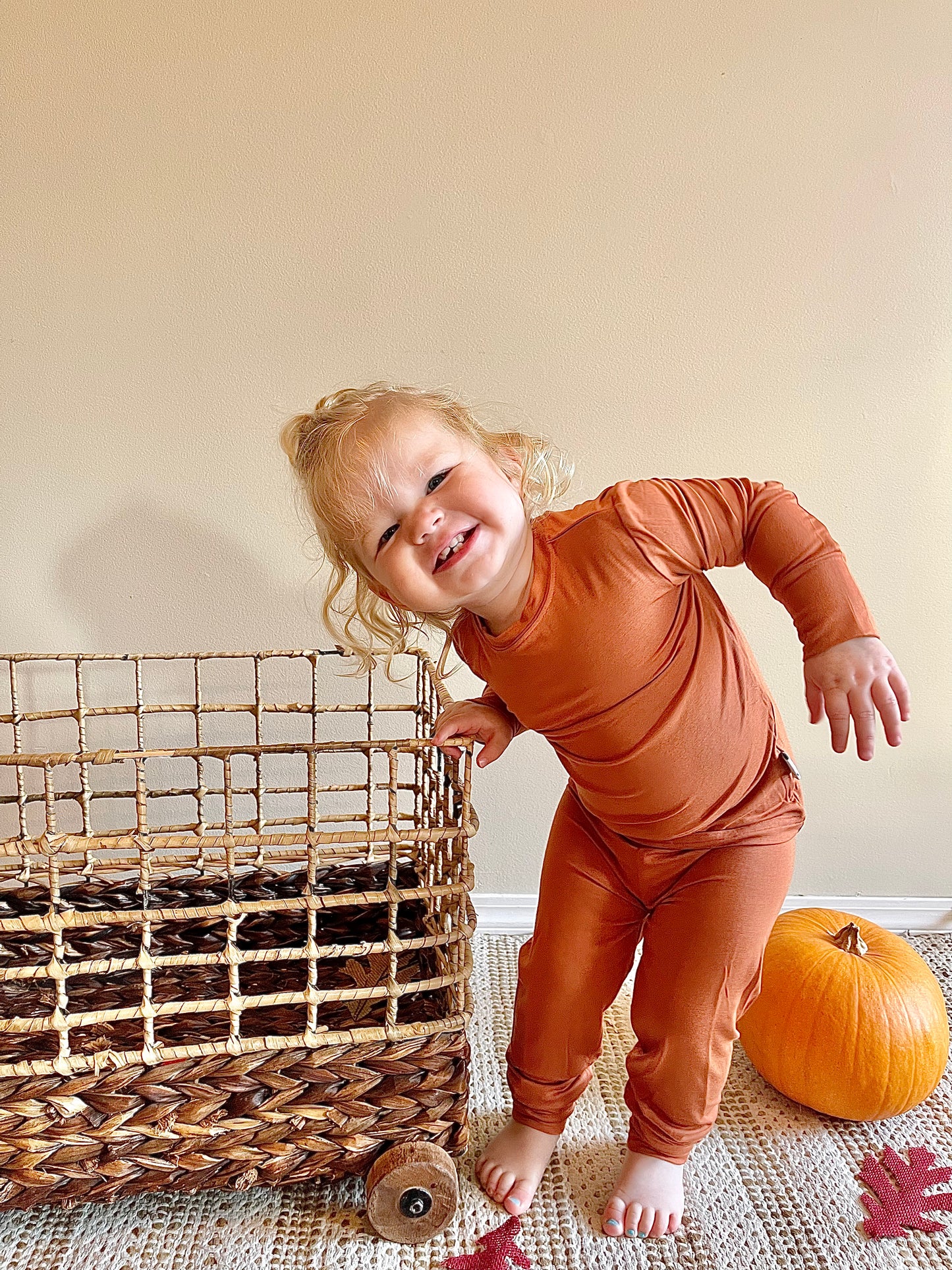 Long Sleeve Pajamas in Rust