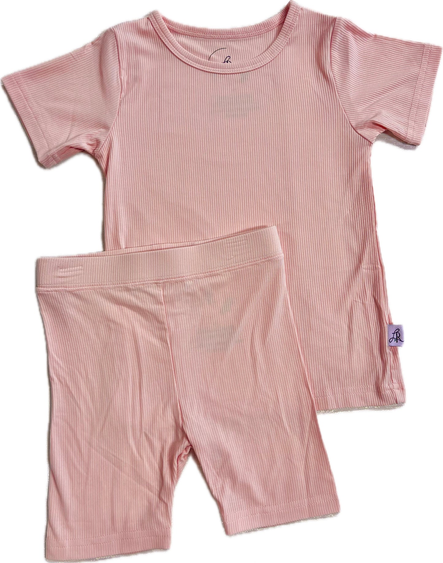 Ribbed Short Sleeve Pajamas in Bubblegum