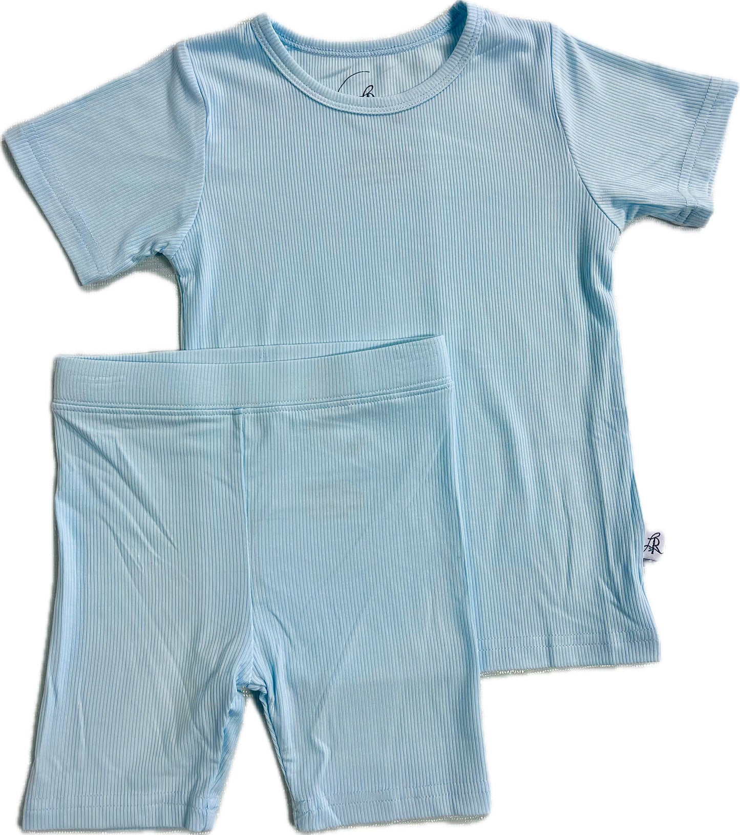 Ribbed Short Sleeve Pajamas in Blue Raspberry