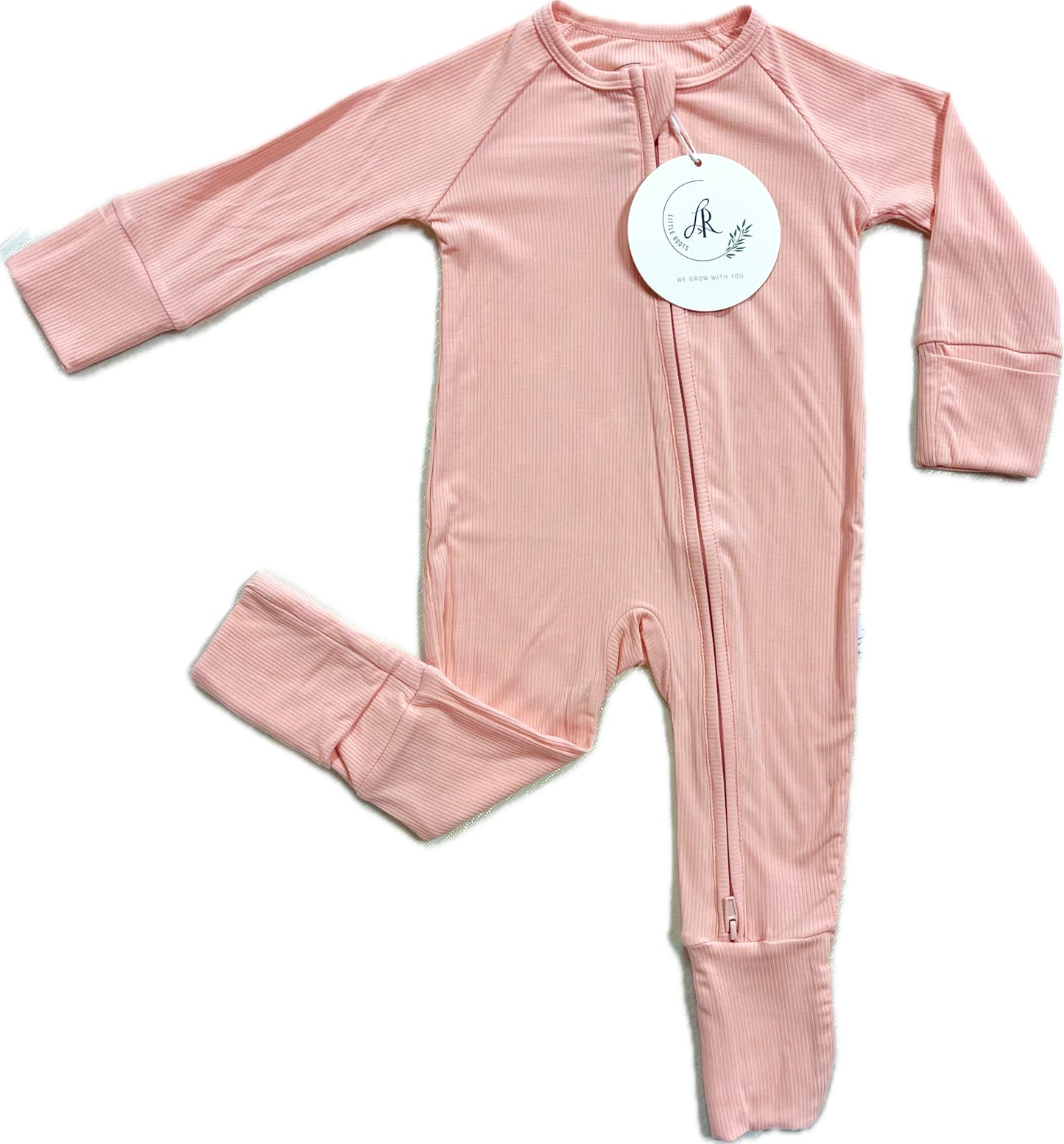 Ribbed Zippered Romper in Bubblegum