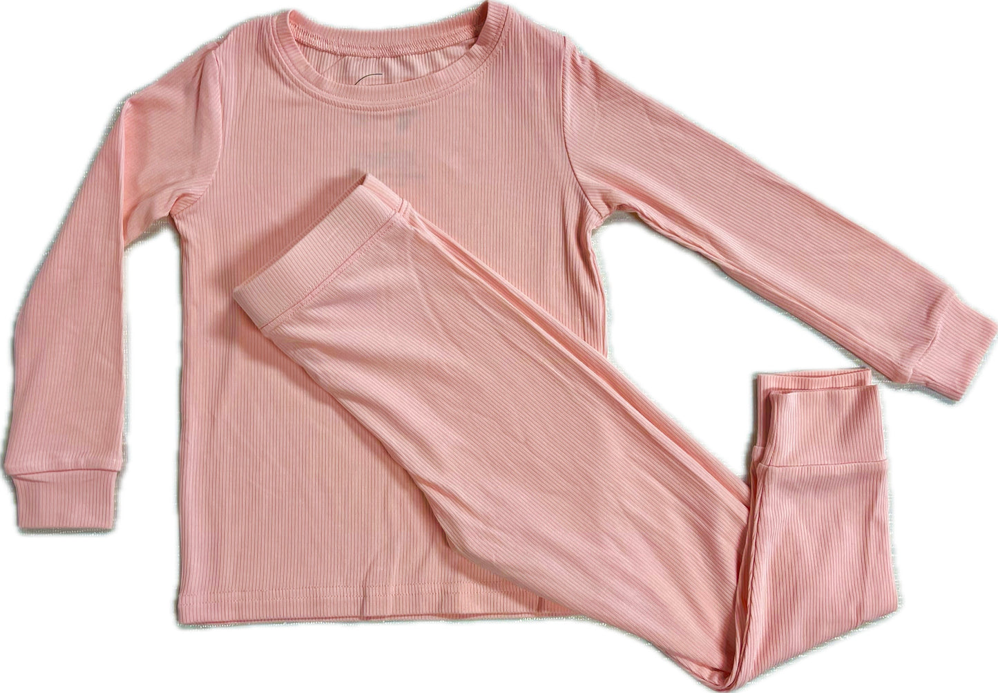 Ribbed Long Sleeve Pajamas in Bubblegum