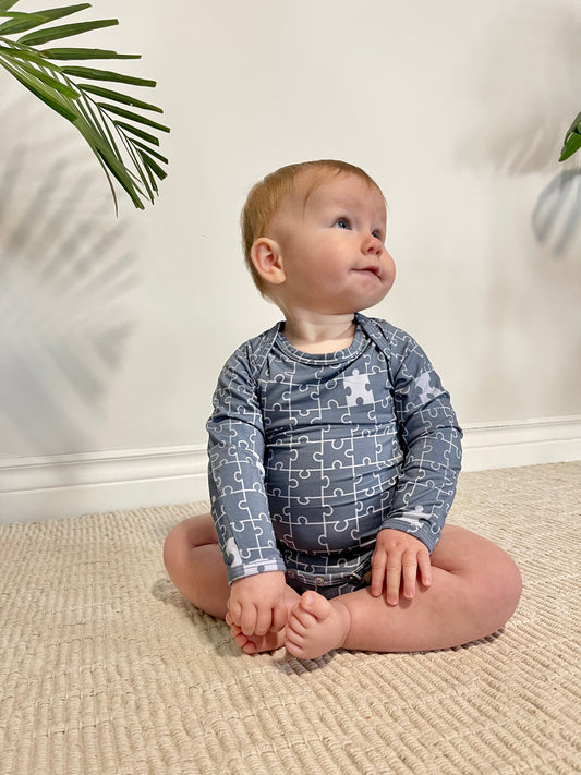 Long Sleeve Bodysuit in Puzzle