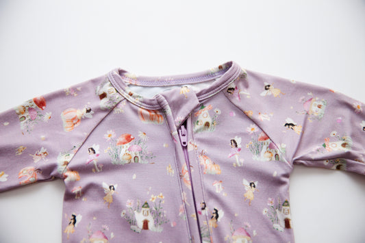 Zippered Romper in Fairy Village