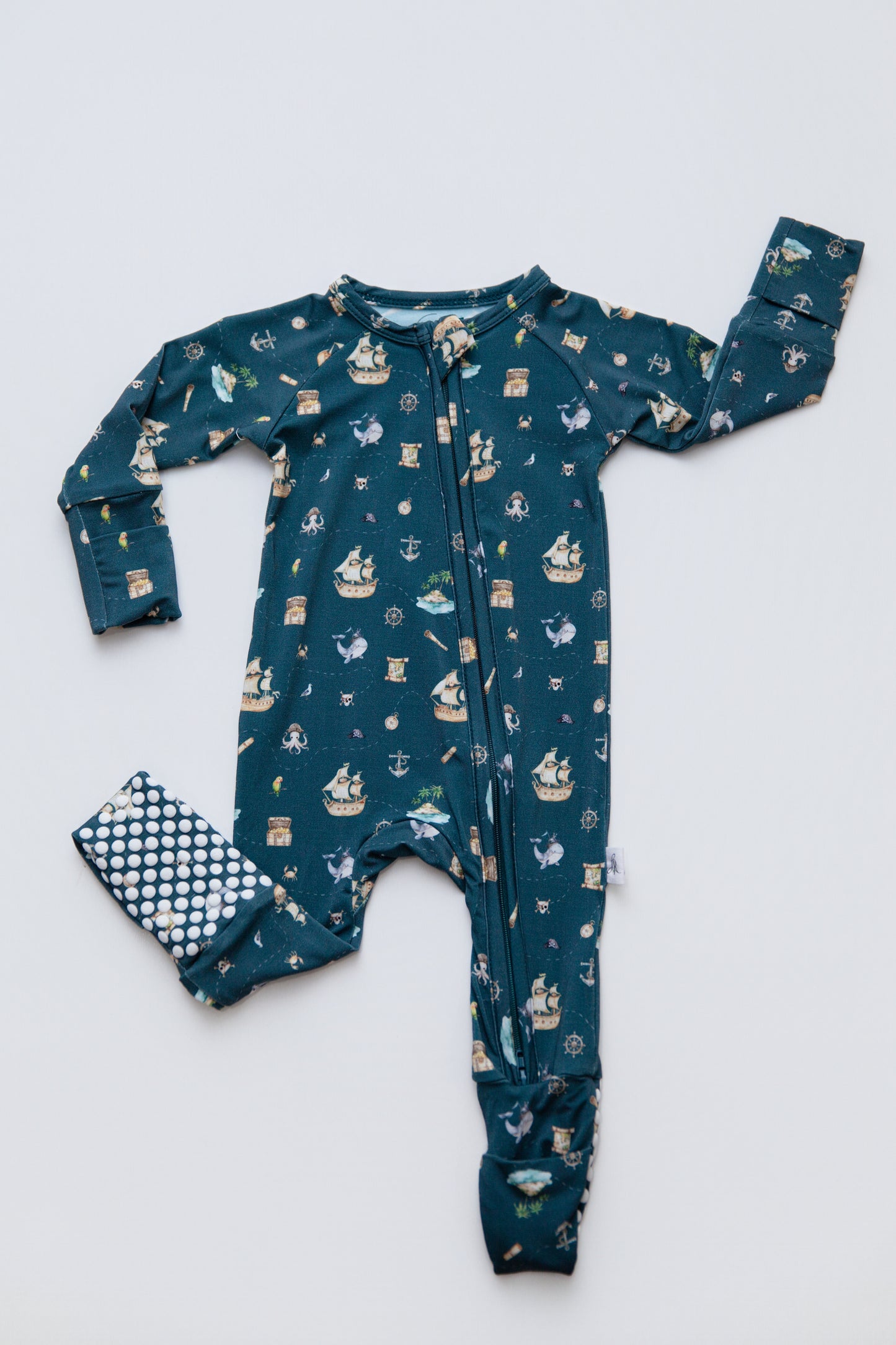 Zippered Romper in Sailing to Sleep