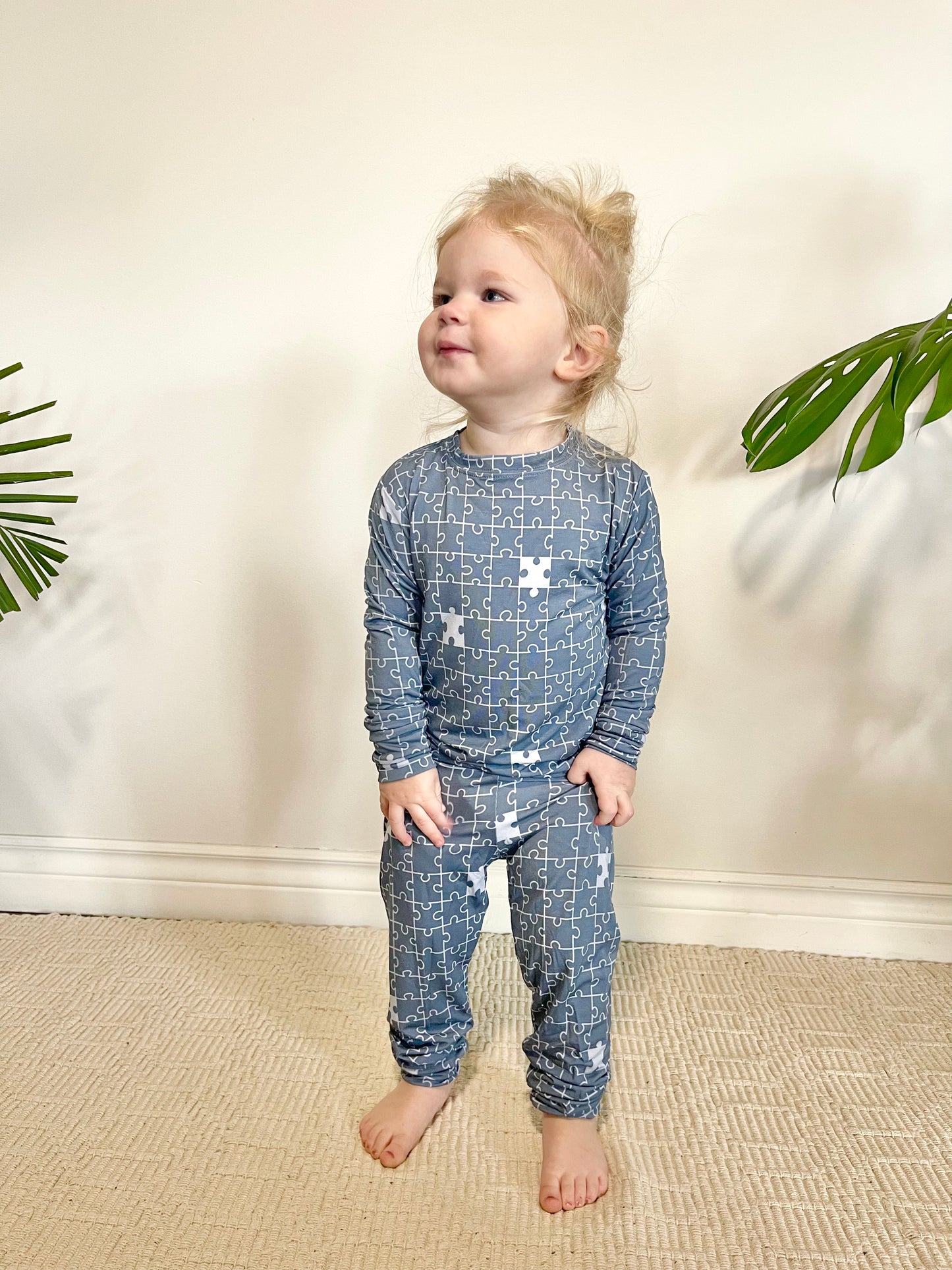 Long Sleeve Pajamas in Puzzle