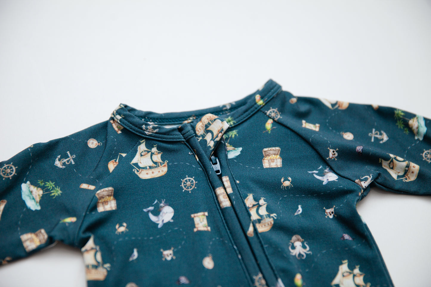 Zippered Romper in Sailing to Sleep