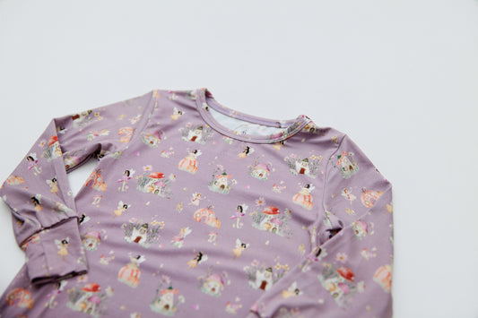 Long Sleeve Pajamas in Fairy Village