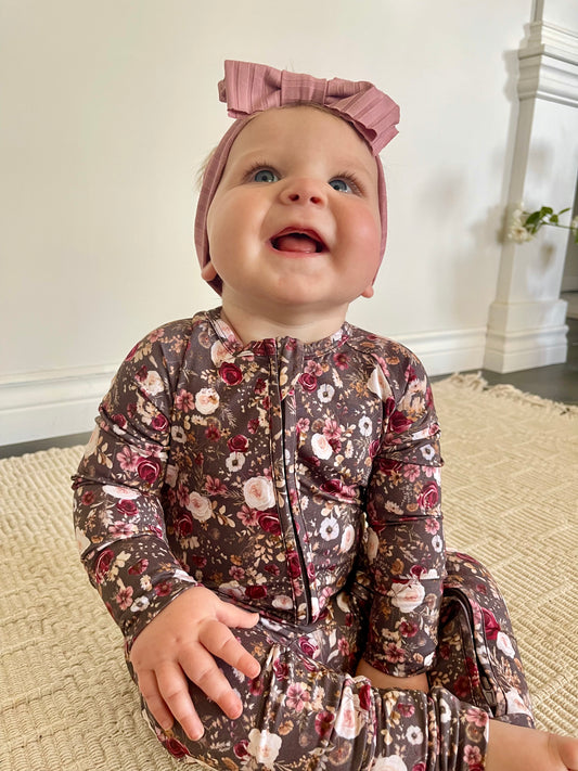 Zippered Romper in Rose Garden