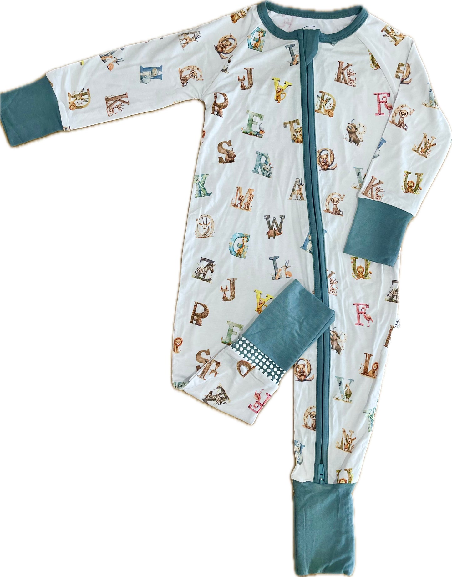 Zippered Romper in ABC Friends